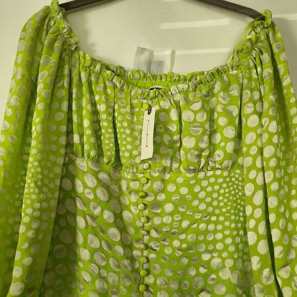 Anthropologie x Exquise Meryl Midi Dress Balloon Slv Sz S Lime Green NWT $218 - Picture 6 of 14